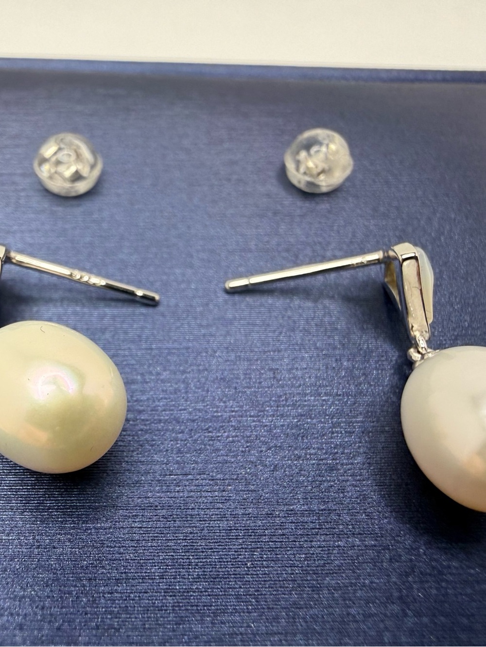 925 Sterling Silver Pearl Drop Earrings - White Pearl - Picture 8 of 15